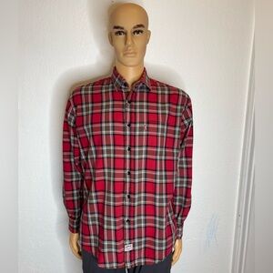 Levi’s Red Tab Button Down Shirt Men’s Size Large Red Plaid Vintage